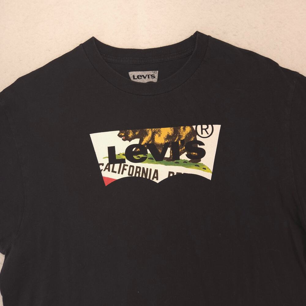 Levis Casual Short Sleeve Crew Neck Graphic T-Shirt Adult Mens Size L Black